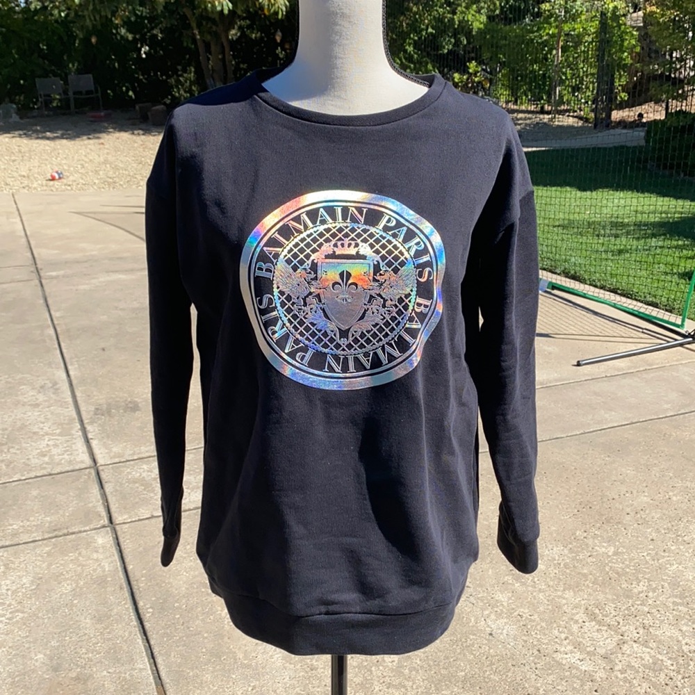 Balmain Iridescent Logo Pullover